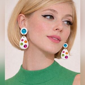 Vintage 1960s Mod Clip-On Earrings – Colorful Glass Cabochons